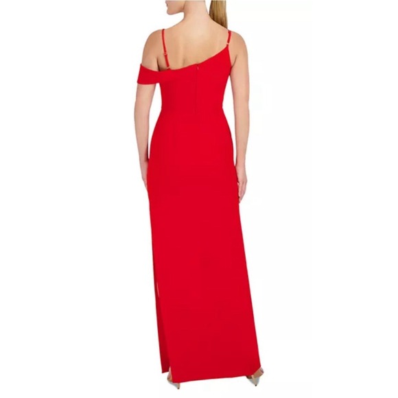 Laundry by Shelli Segal Asymmetric Maxi Dress Red Size‎ 6 Cocktail Formal - Picture 2 of 10